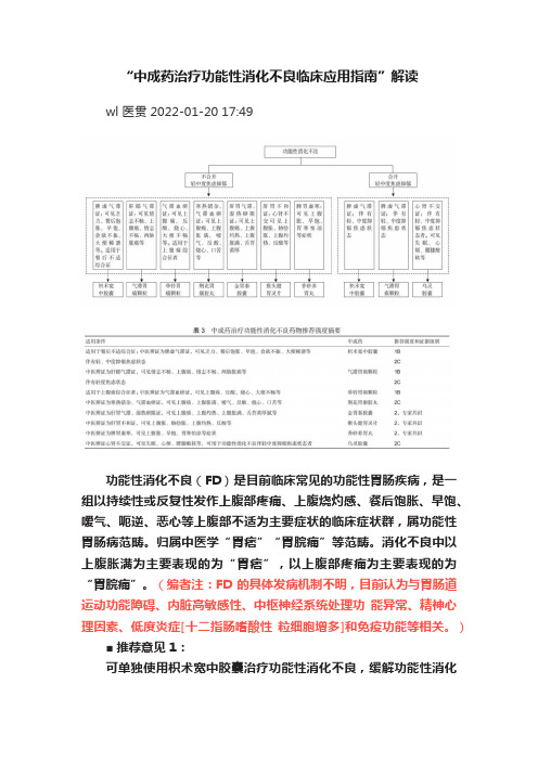 “中成药治疗功能性消化不良临床应用指南”解读