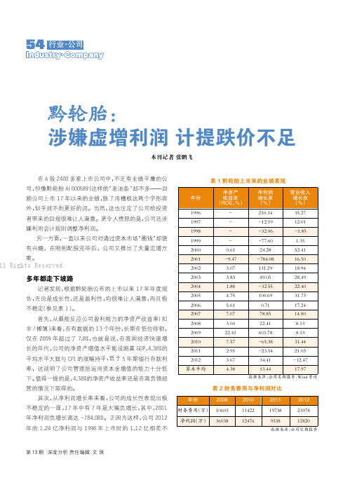 黔轮胎：涉嫌虚增利润计提跌价不足_