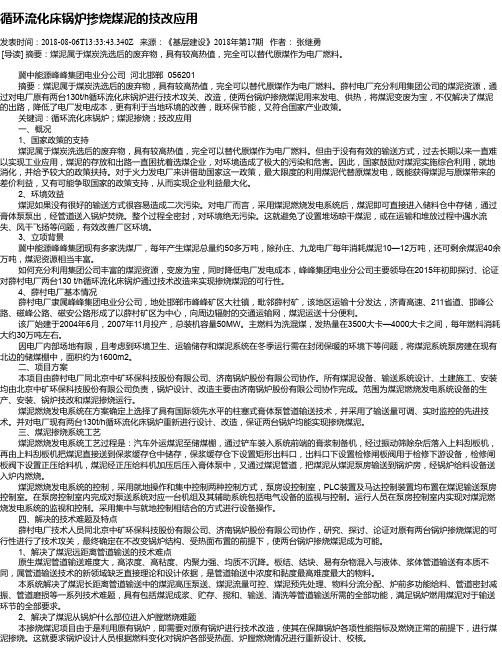 循环流化床锅炉掺烧煤泥的技改应用