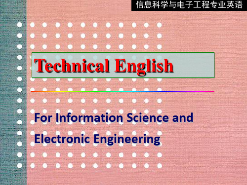 信息科学与电子工程专业英语 教学课件  Unit 9 Electronics Digital Signals and Signal Processing