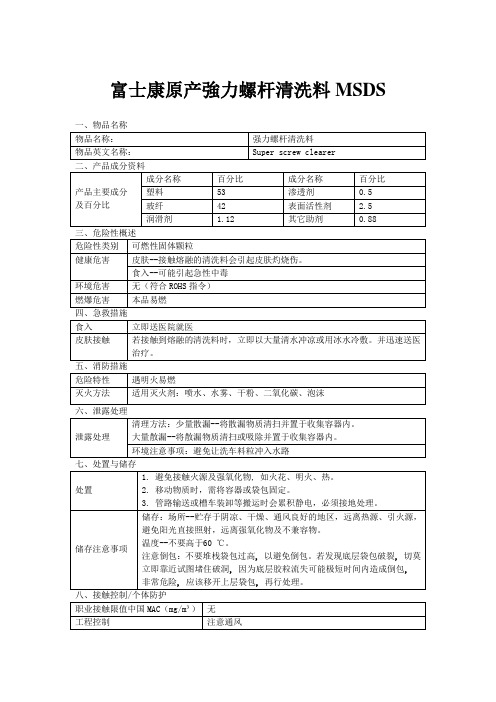 强力螺杆清洗料MSDS