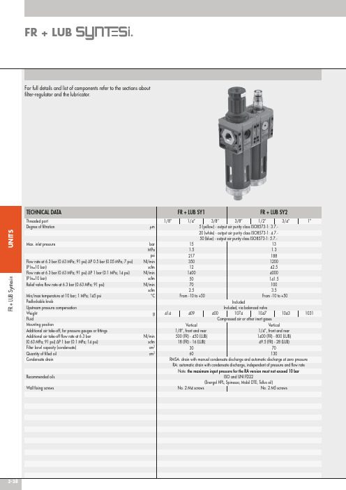 FR + LUB Syntesi 过滤器与润滑器合一设备说明书