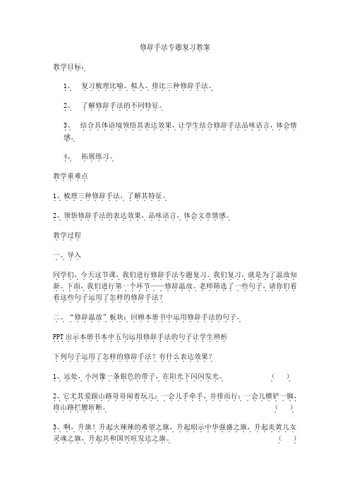 小学语文修辞手法专题复习教案