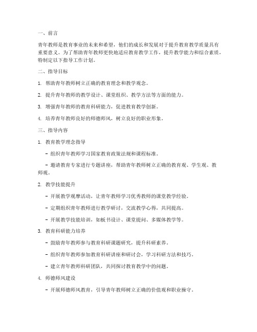 对青年教师的指导工作计划