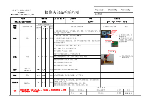 IQC摄像头来料检验作业指导书