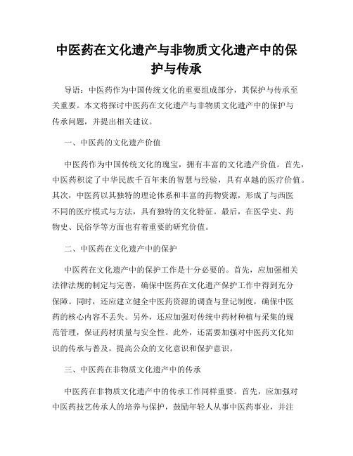 中医药在文化遗产与非物质文化遗产中的保护与传承