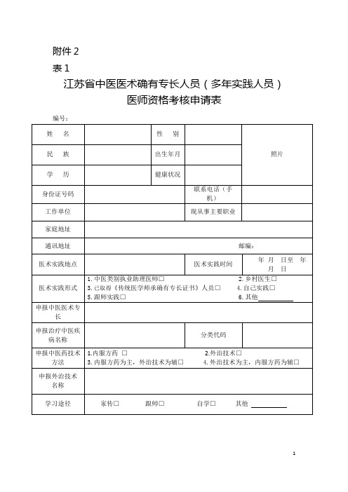 江苏省中医确有专长材料