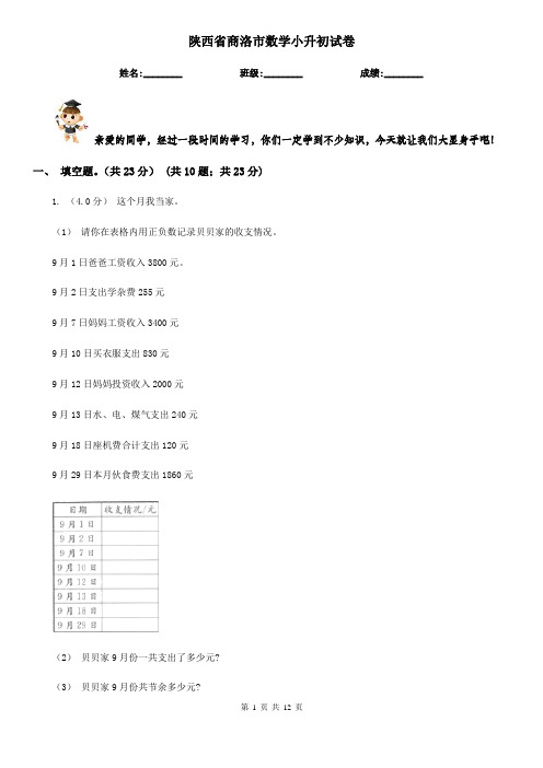 陕西省商洛市数学小升初试卷