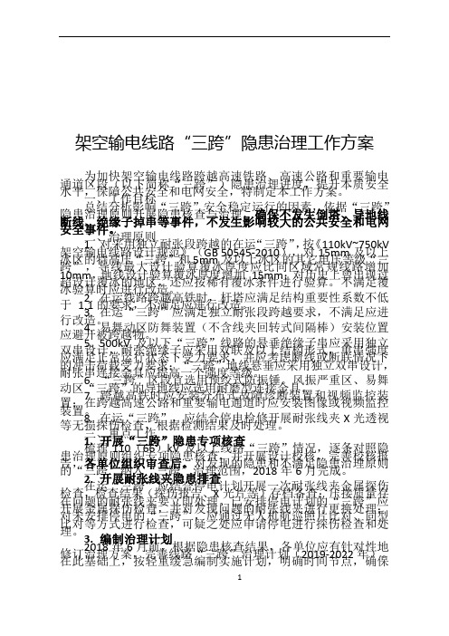 架空输电线路“三跨”专项隐患治理工作方案