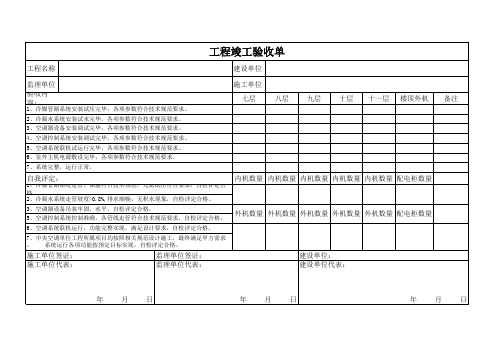 中央空调工程竣工验收单-1