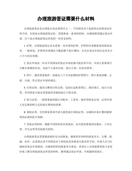 办理旅游签证需要什么材料