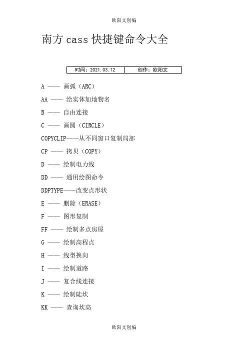 南方cass快捷键命令大全-南方csaa快捷命令之欧阳文创编