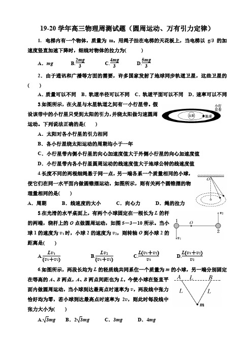 高三物理周测试题(圆周运动、万有引力定律)