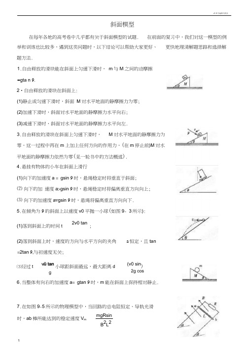 高中物理斜面模型