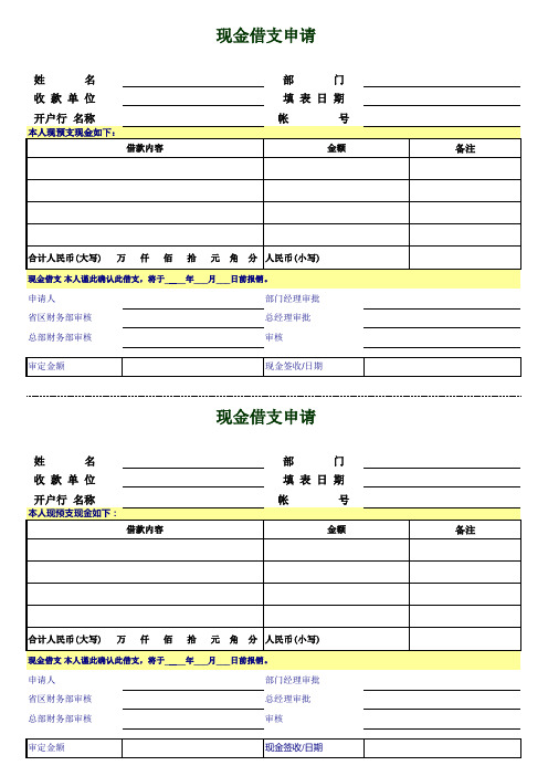 借款申请单(表)