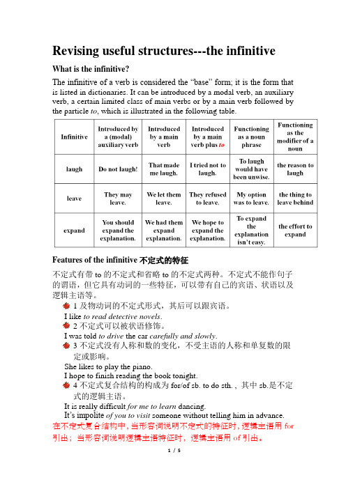 新版教材外研社高中高一英语语法课件之 不定式the infinitive讲义