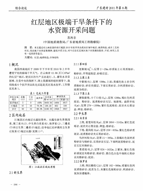 红层地区极端干旱条件下的水资源开采问题