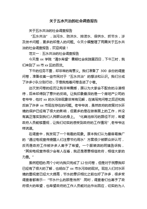 关于五水共治的社会调查报告