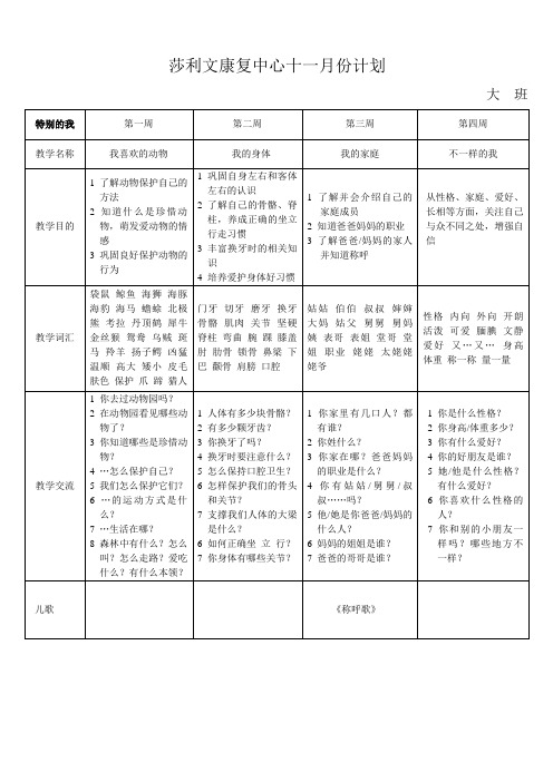 最新-幼儿园大班十一月 精品