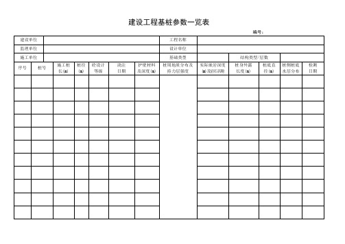 建设工程基桩参数一览表(空白)