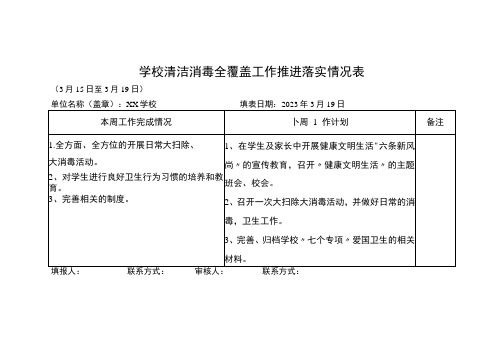 xx学校公共场所全消毒表