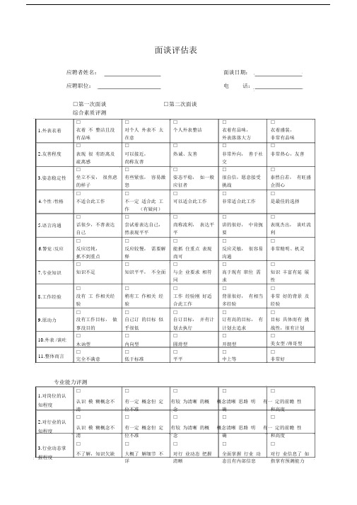 (完整版)招聘-结构化面试评估表.doc