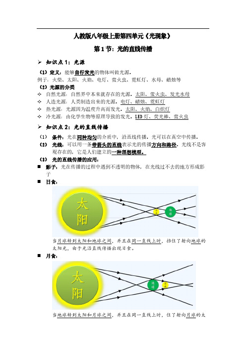 第四章光现象知识点总结