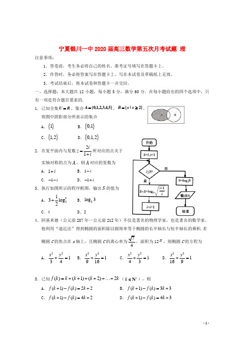 宁夏银川一中2020届高三数学第五次月考试题理202001080192