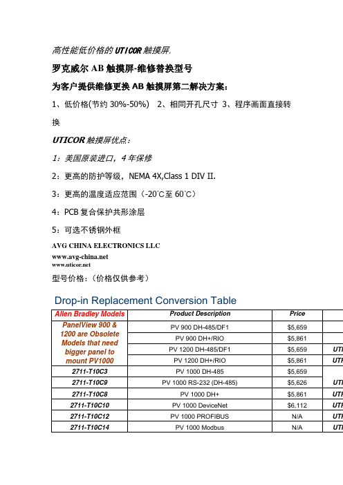 罗克威尔AB触摸屏-维修替换型号