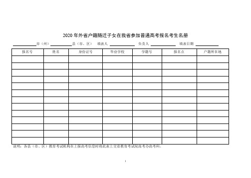 4-2020年普通高考报名期间用表 P10,P11,P13