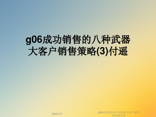 g06成功销售的八种武器大客户销售策略(3)付遥