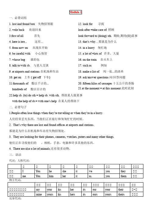 Module1-2背诵内容英语七年级下册