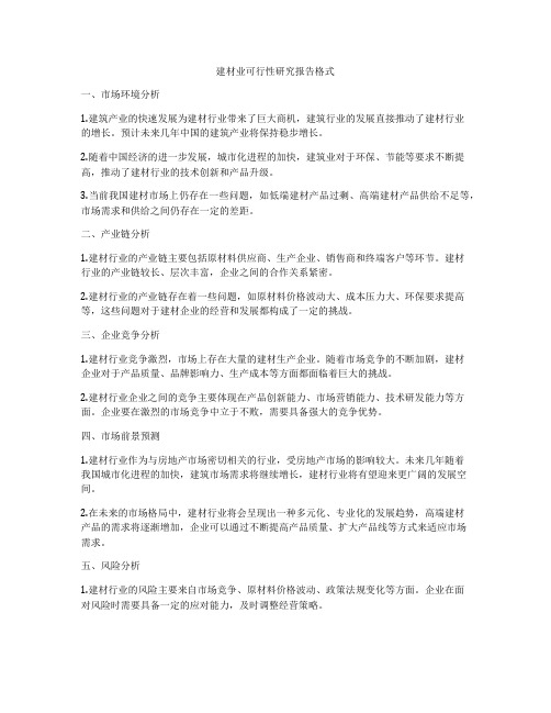 建材业可行性研究报告格式