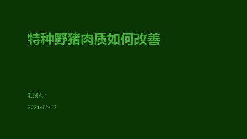 特种野猪肉质如何改善