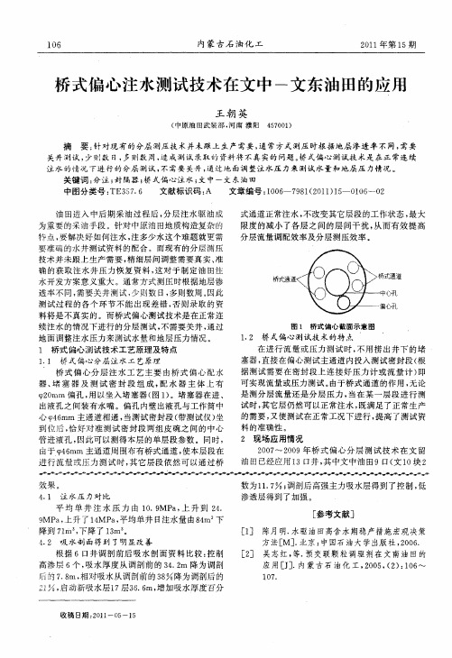 桥式偏心注水测试技术在文中-文东油田的应用