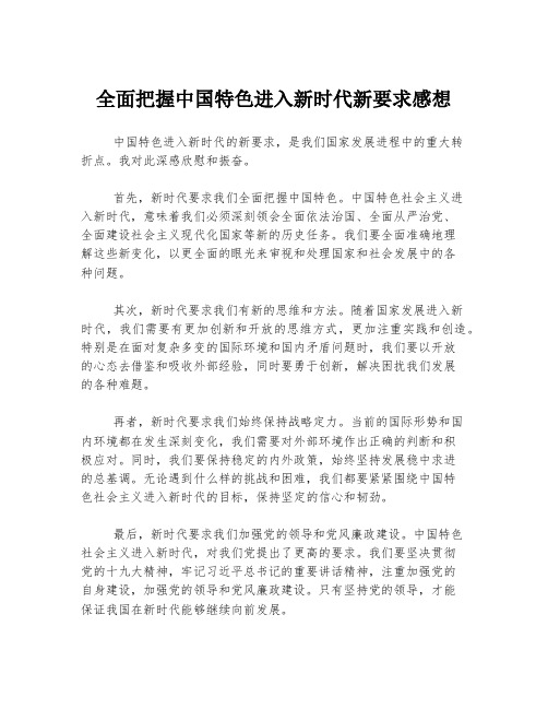 全面把握中国特色进入新时代新要求感想