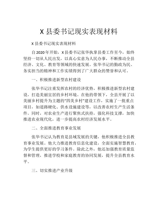 X县委书记现实表现材料