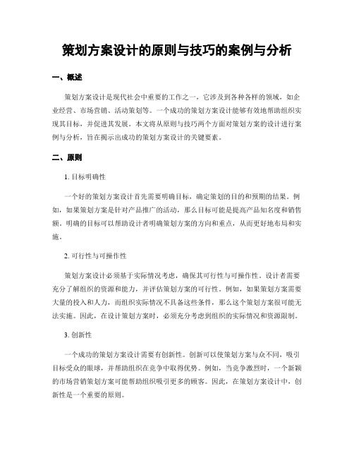 策划方案设计的原则与技巧的案例与分析