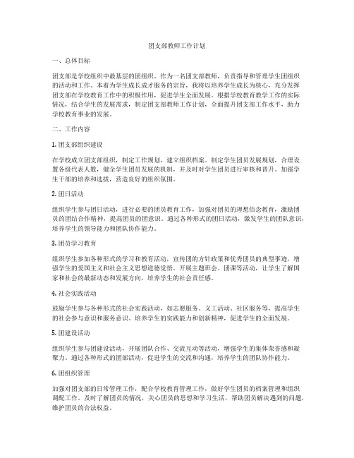 团支部教师工作计划