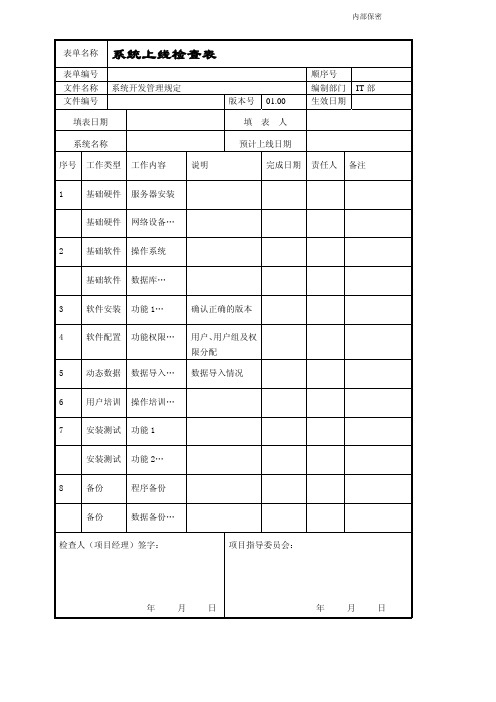 系统上线检查表_cmmt