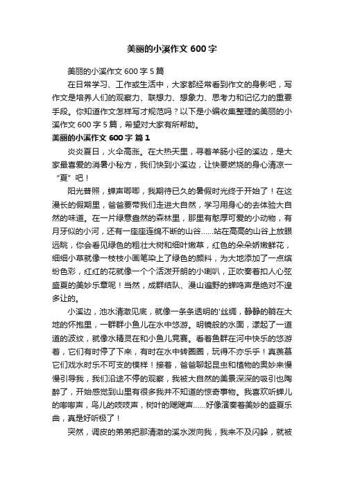 美丽的小溪作文600字5篇