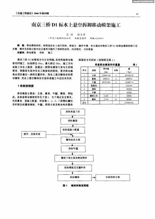 南京三桥D1标水上悬空拆卸移动模架施工