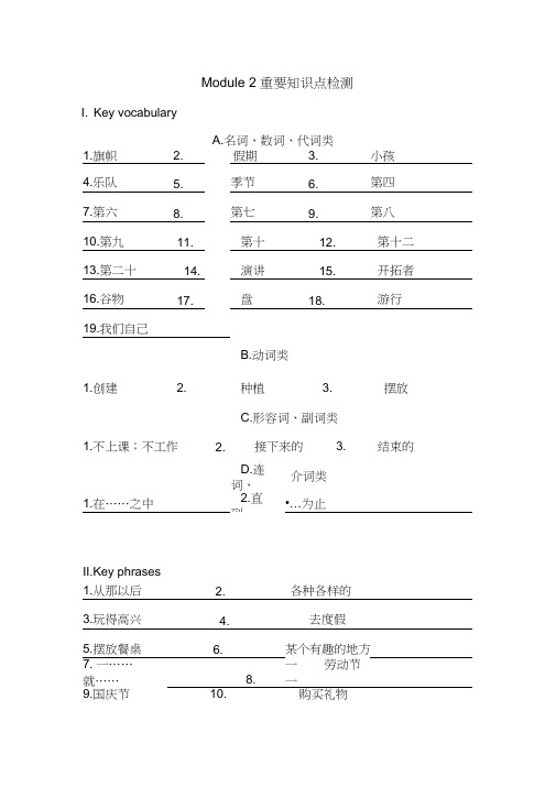 外研版九上Module2Publicholidays重要知识点检测+答案