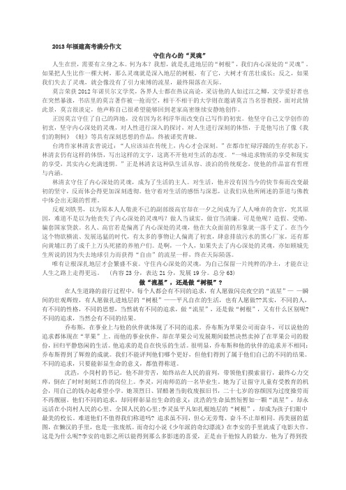 2013年福建高考高分作文解读及评析