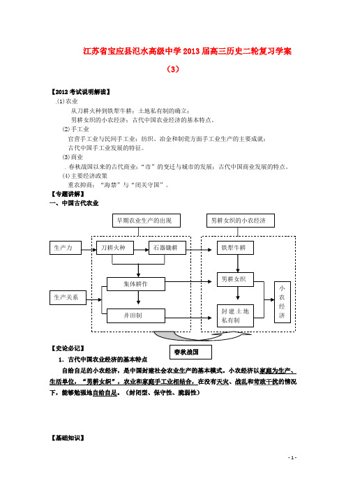 江苏省宝应县氾水高级中学高三历史二轮复习学案(3)