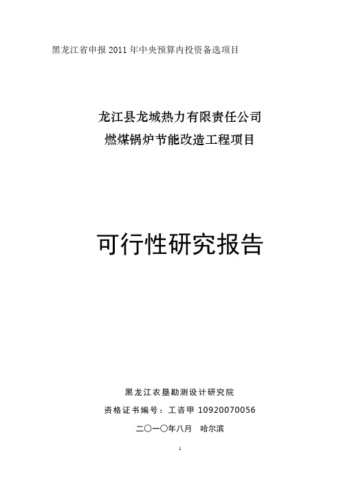 燃煤锅炉节能改造可行性研究报告