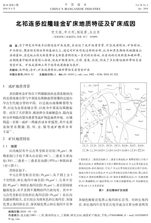 北祁连多拉隆哇金矿床地质特征及矿床成因