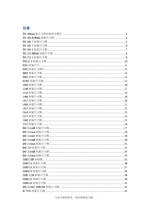 常用贴片元件封装尺寸图