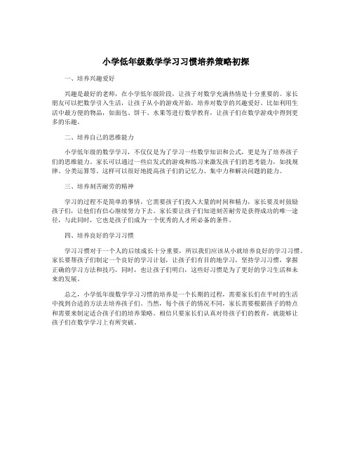 小学低年级数学学习习惯培养策略初探