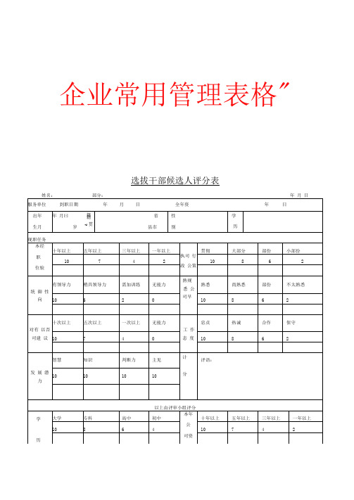 新版选拔干部候选人评分表